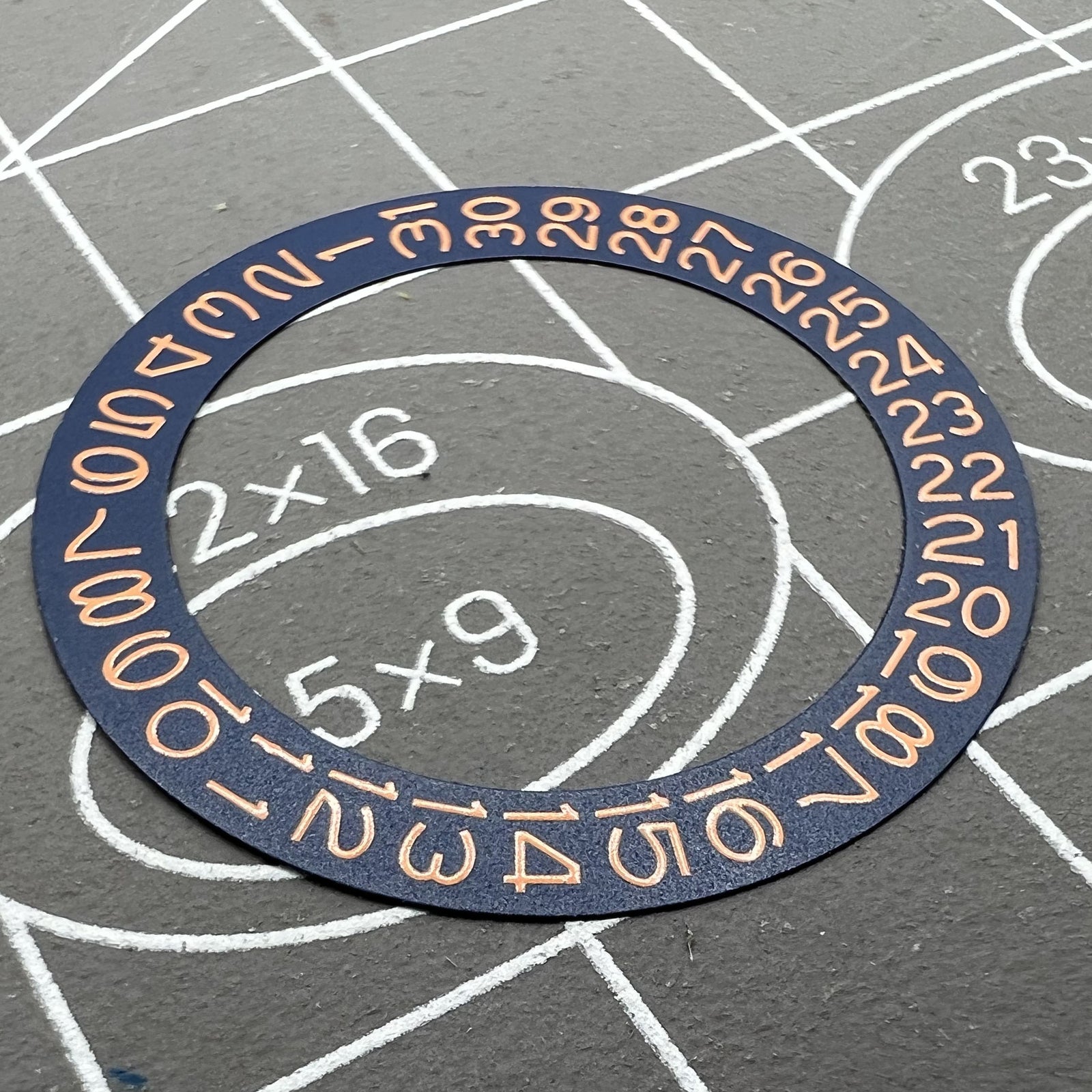 Denim blue background disk with tangerine orange font for Miyota NH35 NH36 watch date wheel