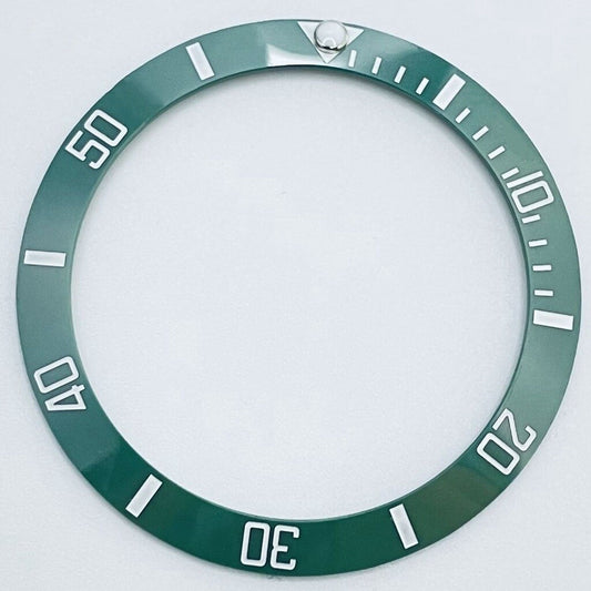 38 mm grüne GMT-Uhrenlünette mit weißer Schrift, Keramik, Uhrenteil für 40 mm Uhrengehäuse