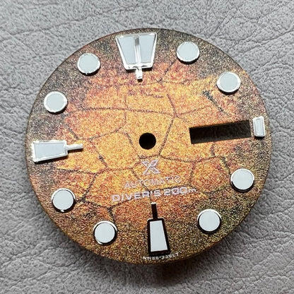 Orange Taucheruhr Zifferblatt 28,5mm mit leuchtend gr�nem Akzent, kompatibel mit NH35 NH36 Uhrwerk, ideal f�r Orient Uhren.