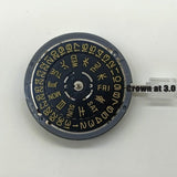 NH36 Crown At 3.0/3.8 Automatic Mechanical Movement Black Dial Golden Font