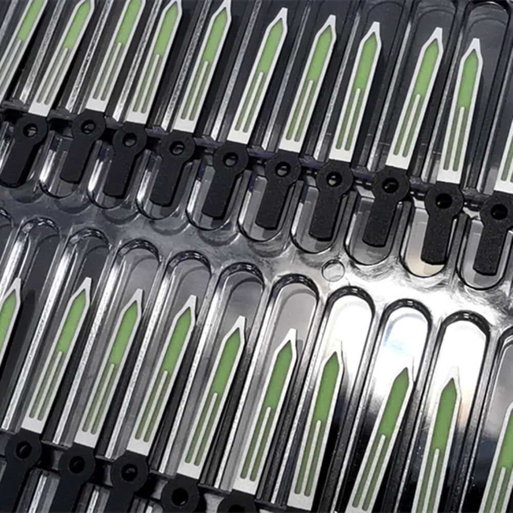 C3 green luminous watch hands set by P1-3-C for NH35A, SKX007 & SRP777 models, high visibility