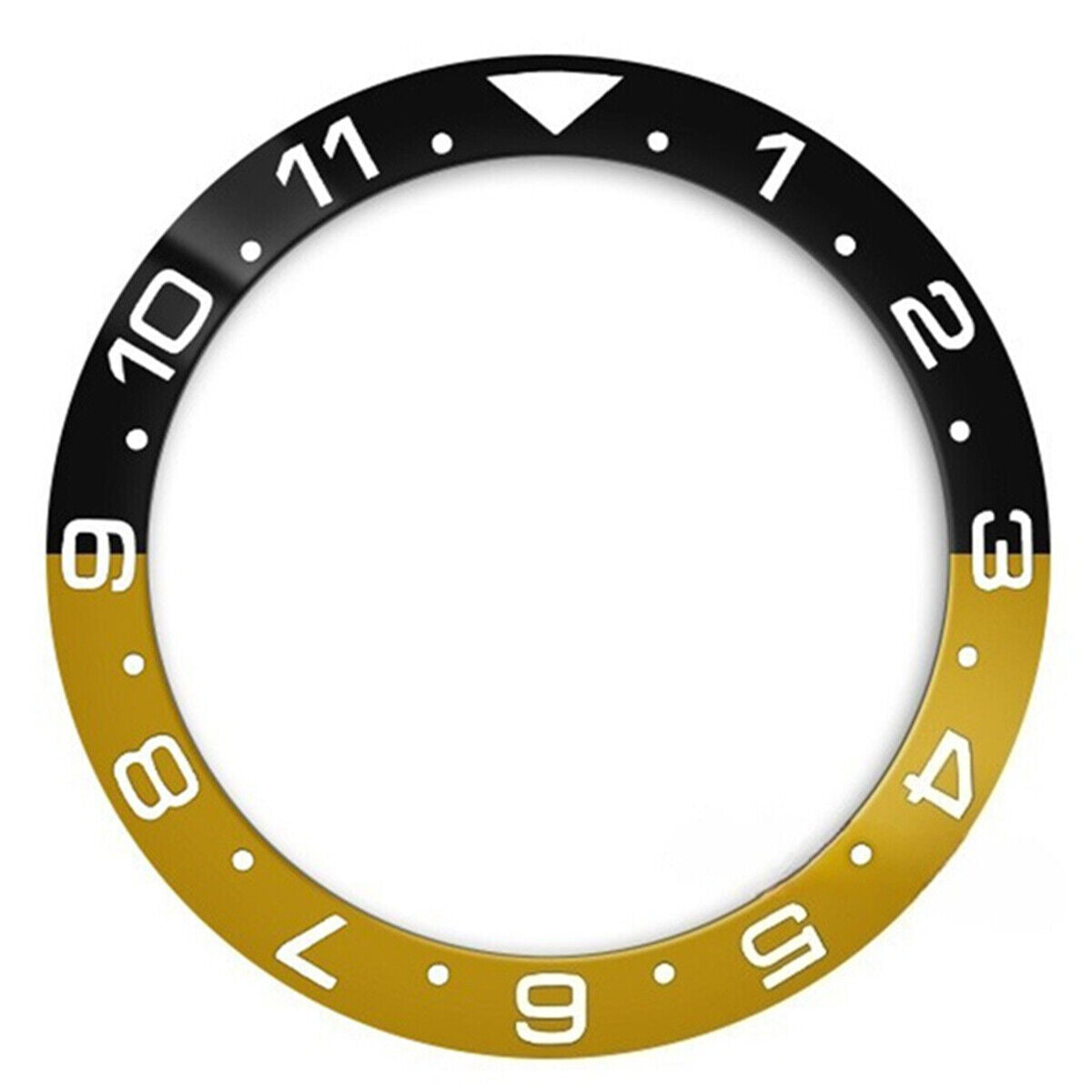Black 38mm ceramic bezel ring with slope design and black font, compatible with SUB 007 watch accessories.