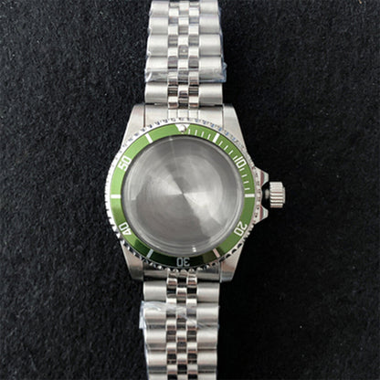 Stainless steel 39.5mm watch case with strap band for NH35/NH36 movement, durable and stylish.