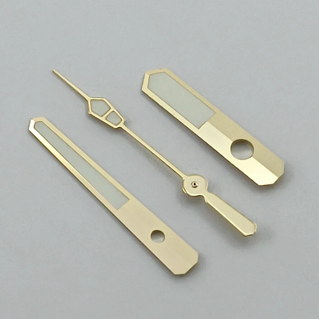Golden trim green lume watch hands designed for NH35 NH36 7S26 7S36 4R35 4R36 movements