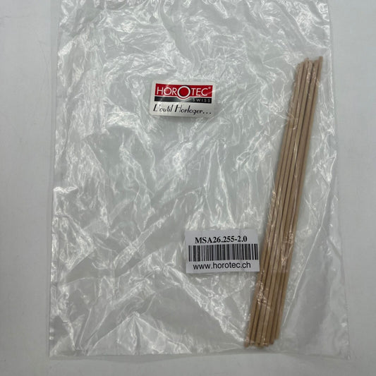 Horotec beech wood pegwood sticks, 2.00mm, ideal for precise watch cleaning and maintenance.