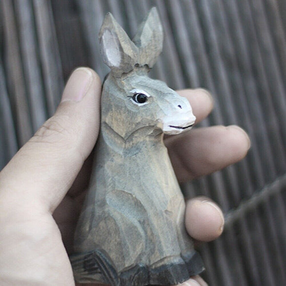 Brand New Handmade Little Donkey Wooden Figurine Sculpture Decorative Artwork