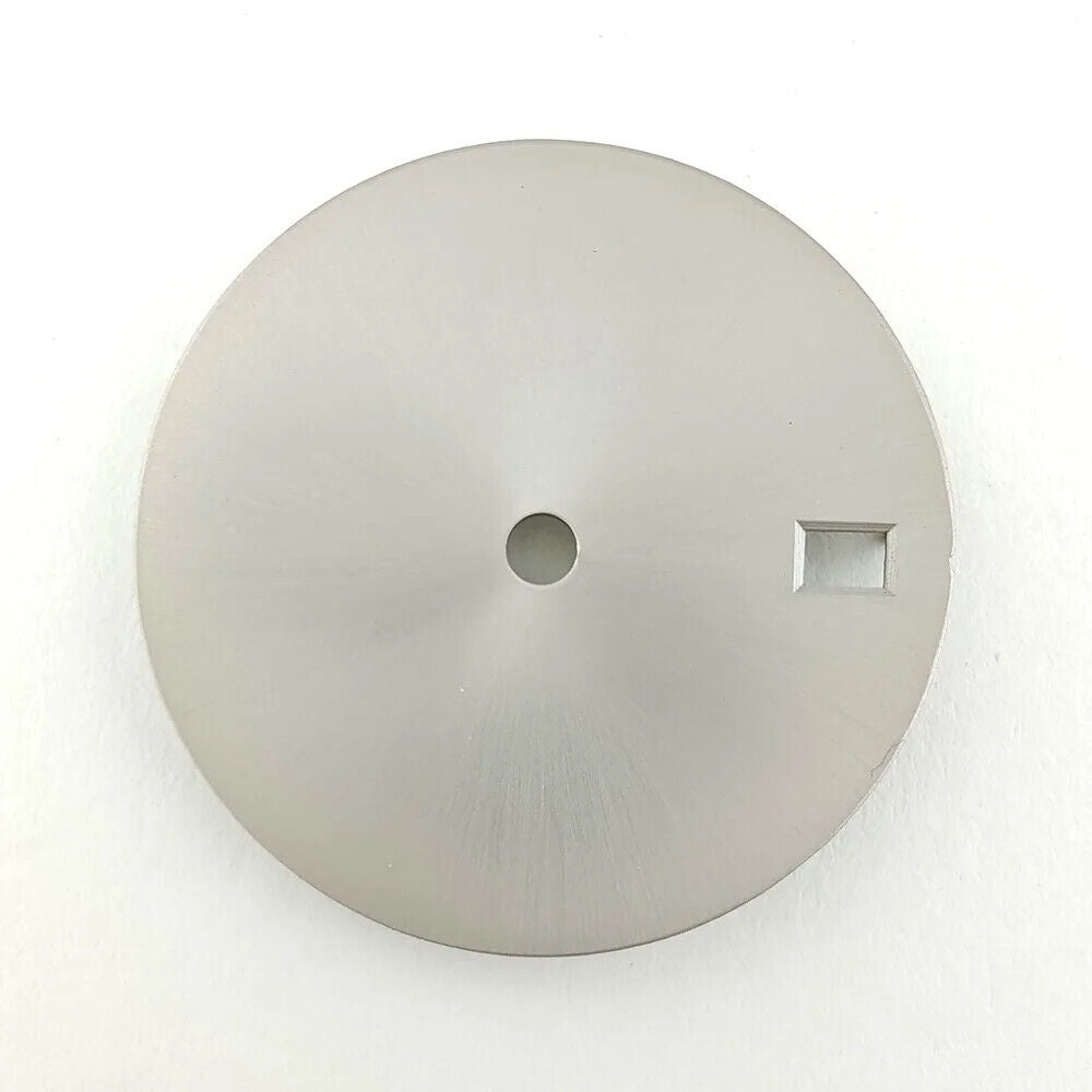 28.5mm solid color metal watch dial, no lume, compatible with NH35 movement for sleek customization.