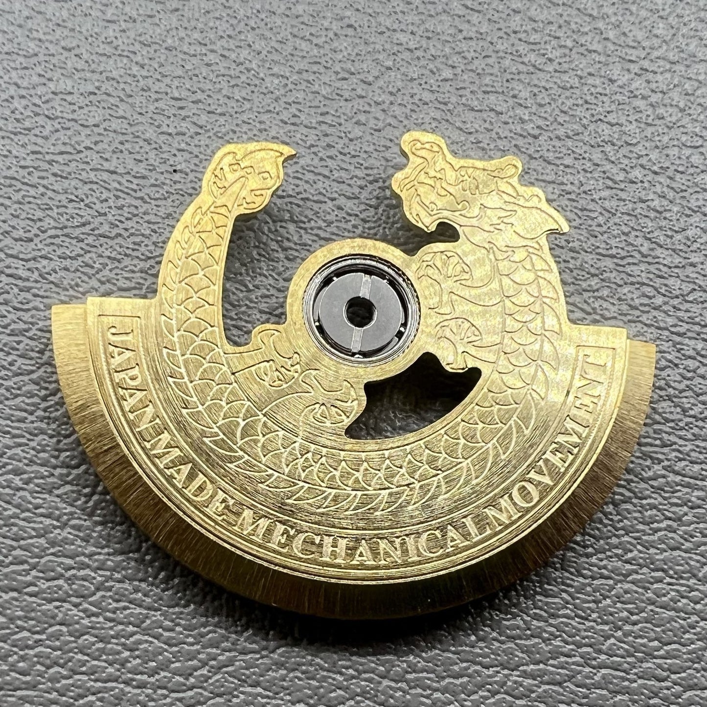 Golden Dragon engraved oscillating weight rotor for NH35 NH36 watch movement, enhancing Seiko-style automatic watches.
