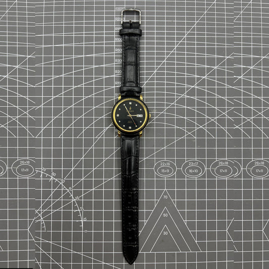 37mm Kongque automatic watch with black dial, double calendar, 33 jewels, elegant design.