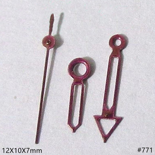 Aiguilles creuses roses de 12 mm sans luminescence pour montres Miyota 2035, 2115, 2105 et 2305