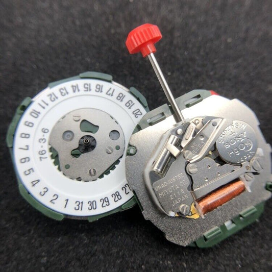 Miyota 2115 Japan quartz watch movement with date display positioned at 6 o'clock for precise timekeeping