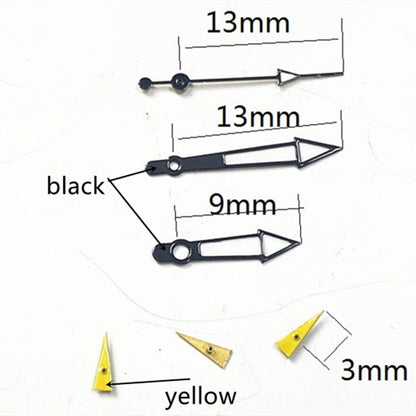 Yellow small second hand with black trim for Miyota OS10 OS20 OS60 OS80 watch movements, precise replacement part.