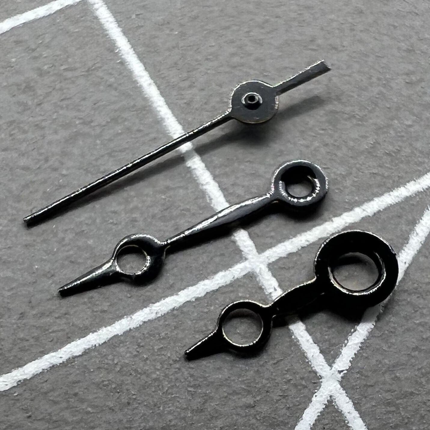 Black watch hands set for Miyota 2035, precision NO.1283, 10mm/8mm/6mm lengths, ideal for custom watch repairs.
