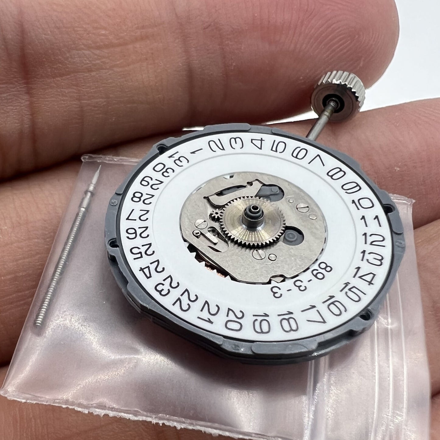 Miyota 6M17 quartz watch movement with 3 hands, precision Japanese craftsmanship for repairs.