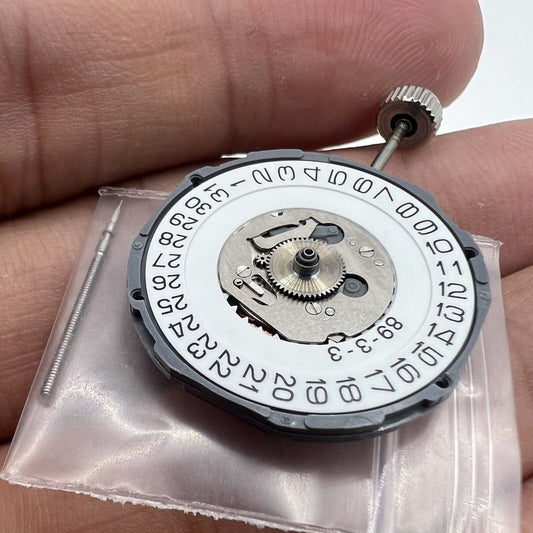 Miyota 6M17 quartz watch movement with 3 hands, precision Japanese craftsmanship for repairs.