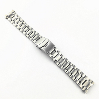 Curved End Watch Band 18-24mm Stainless Steel Watchband Double Lock Buckle
