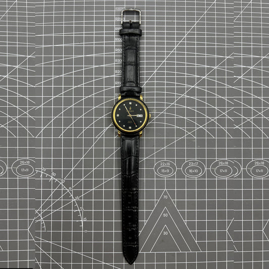 37mm Kongque automatic watch with black dial, double calendar, 33 jewels, and mechanical movement.