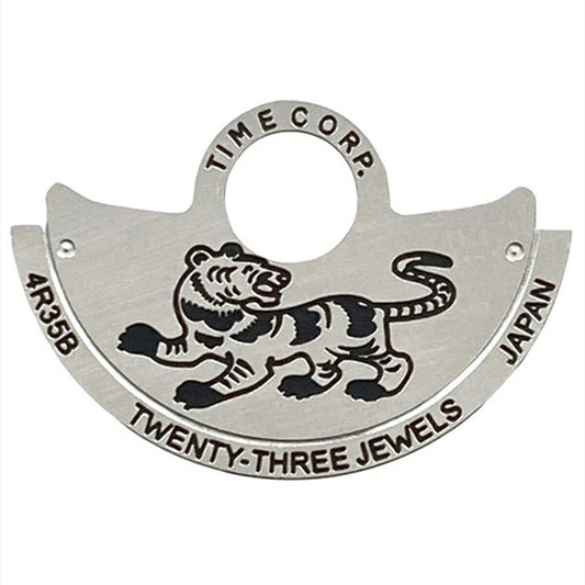 Tiger-themed silver rotor overlay for NH35/NH36 4R35 watches, enhancing style and performance.