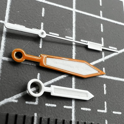 Orange and silver trim green lume watch hands compatible with ETA2836/2846/2824 movements by Orange&Silver.