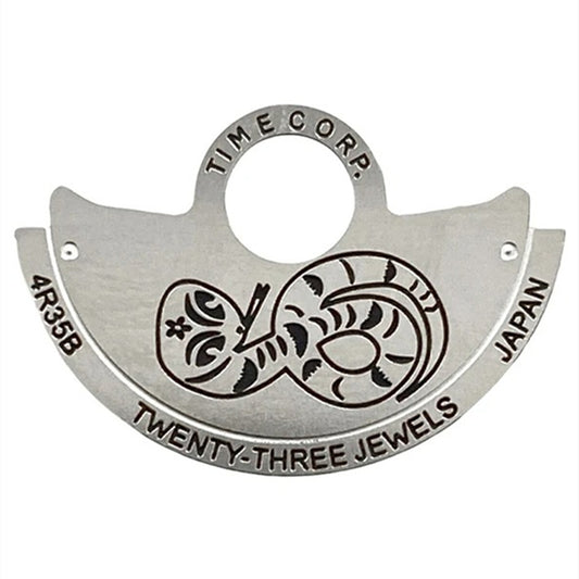 Silver Snake China Zodiac rotor overlay for NH35 NH36 4R35 watches, enhancing watch movement design.