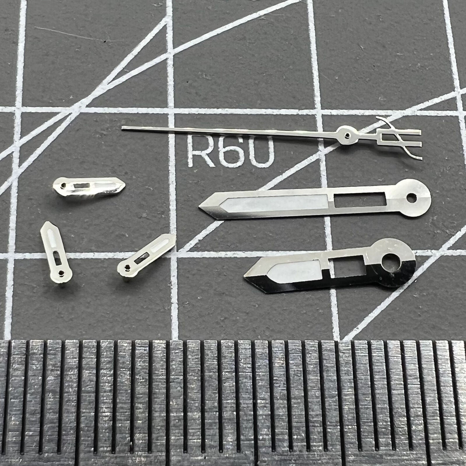 Silver trim 15mm green lume watch hands for Miyota OS10 OS20 OS22 OS60 OS80 models.