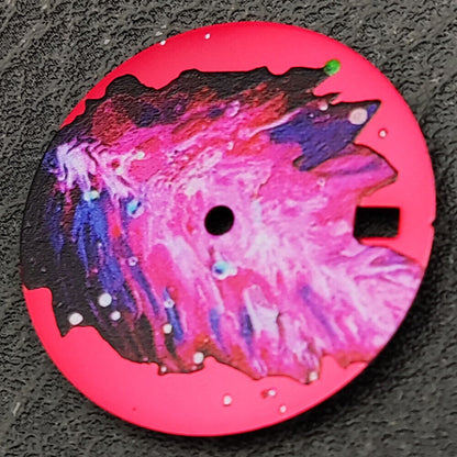 No Lume 28.5mm Pink Oil Painting Leaf Pattern Watch Dial for NH35