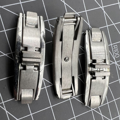 Set of 3 stainless steel ceramic butterfly clasps for J12 watch bands, durable and stylish.