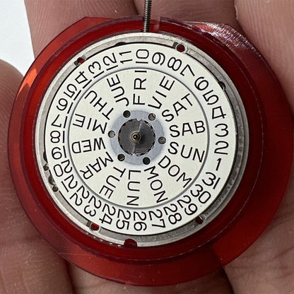 ETA 955.424 Swiss quartz watch movement with 3 hands, day and date functions for precision timekeeping.