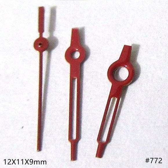 12mm Hollow Red Painted No Lume Watch Hands Set for Miyota 2035 2115 2105 2305