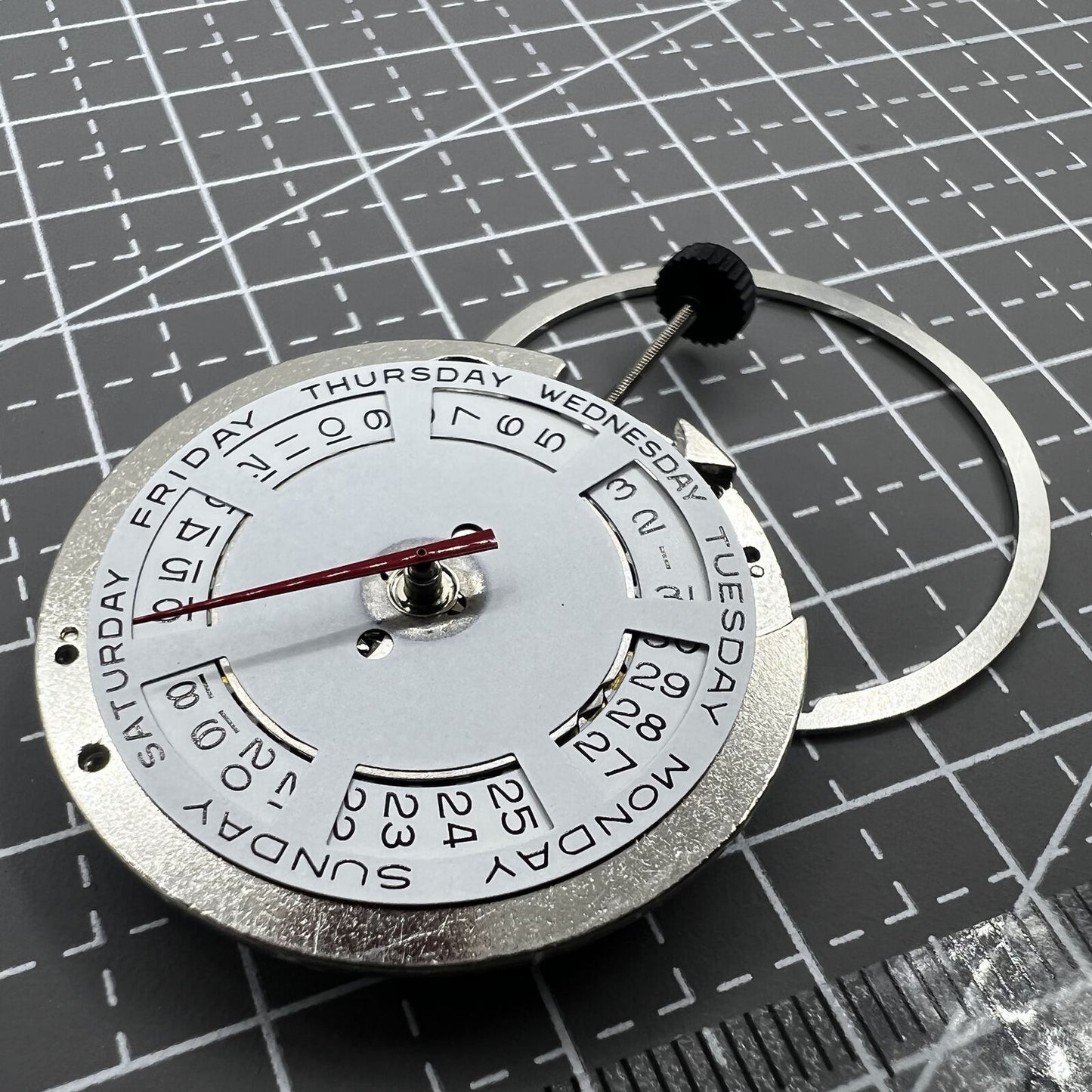 ST2147 automatic watch with mechanical movement, day date at 12, date at 3, stylish timepiece.