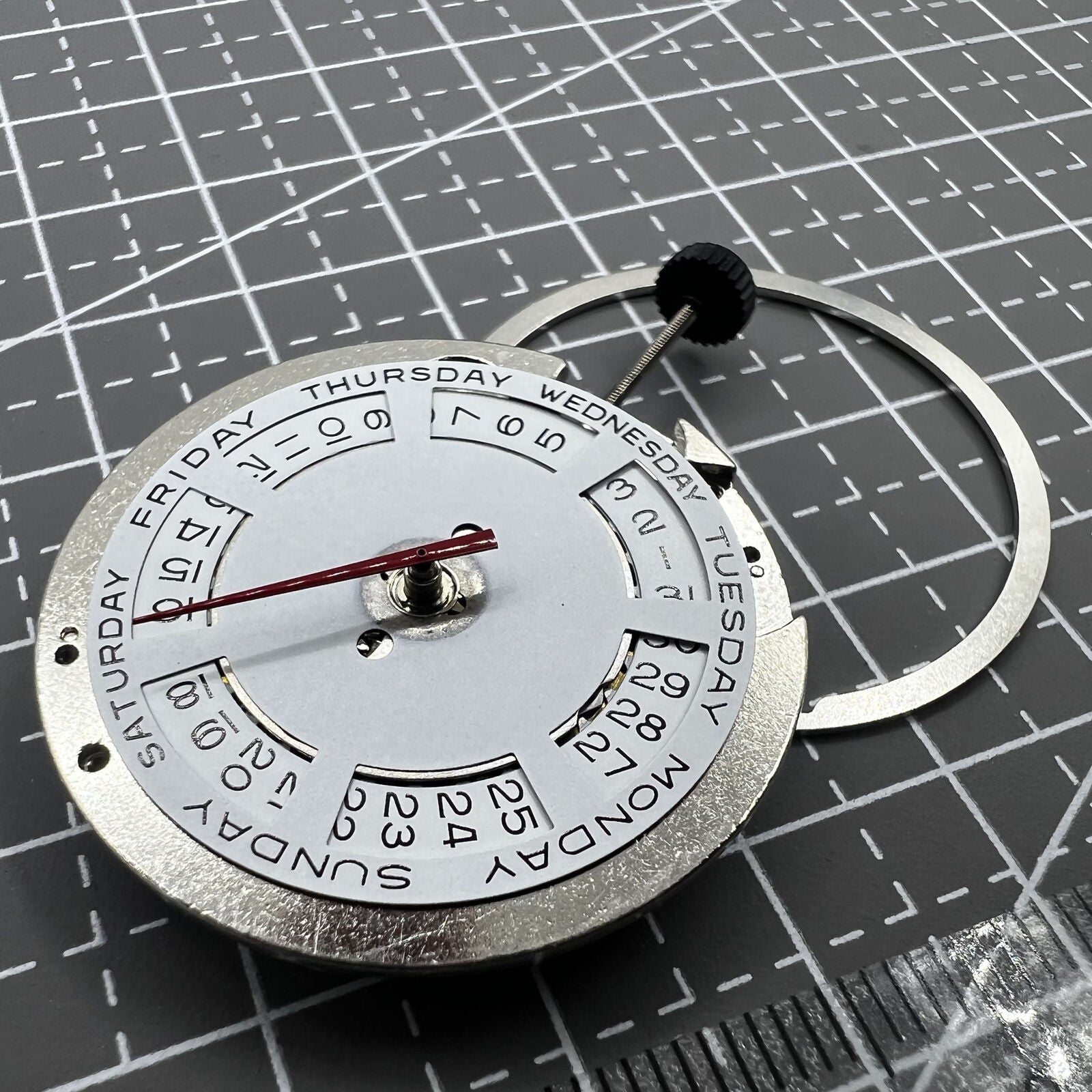 ST2147 automatic watch with mechanical movement, day date at 12, date at 3, stylish timepiece.