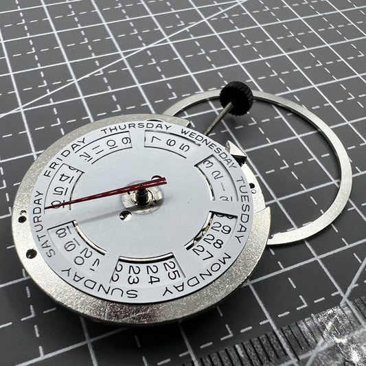 ST2147 automatic watch with mechanical movement, day date at 12, date at 3, stylish timepiece.