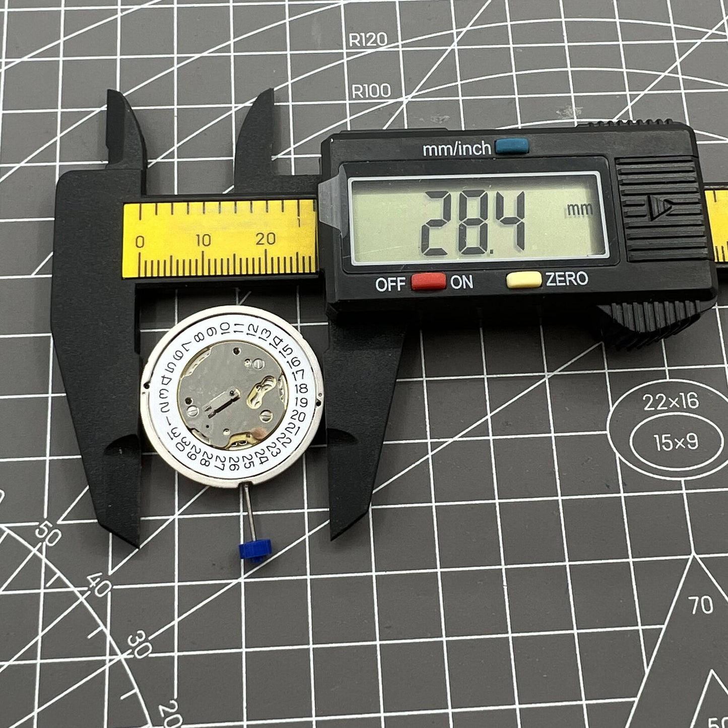 Swiss Ronda 5030D quartz watch movement with date display at 4 o'clock, precision timing by Ronda brand.