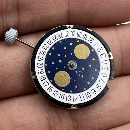 Ronda 708 Quartz watch movement with date display at 6 o'clock, Swiss precision for watch repair.