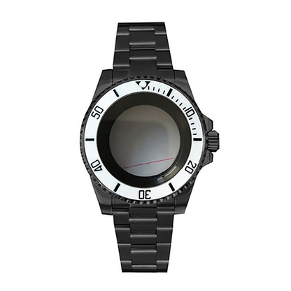 Boîtier de montre 40 mm avec bracelet en acier inoxydable noir PVD et verre saphir pour NH35/NH36 