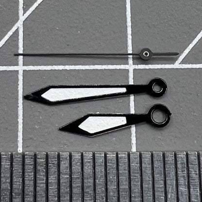 Aiguilles de montre peintes en blanc, garniture noire de 12 mm, pour mouvement à quartz Ronda 515
