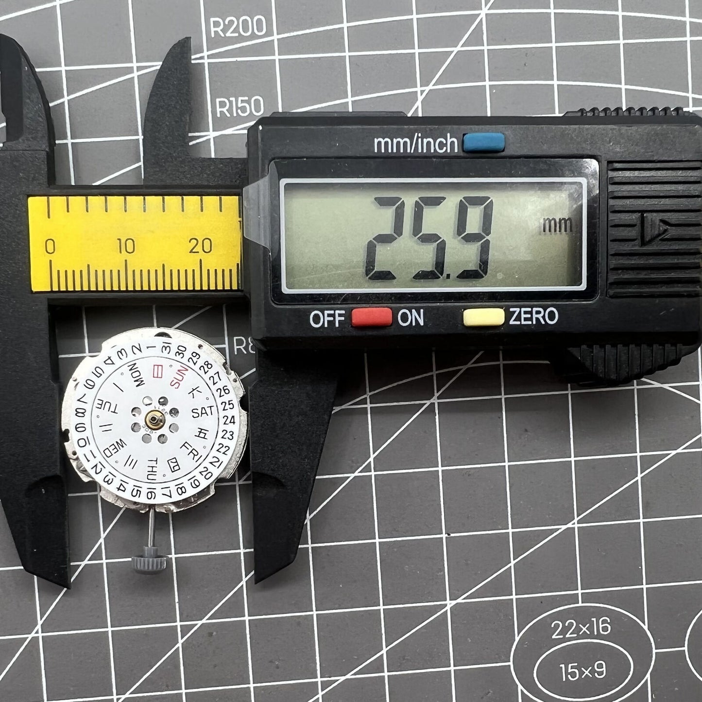 Miyota/Citizen 8200 automatic watch movement showing double calendar and precise mechanical components.