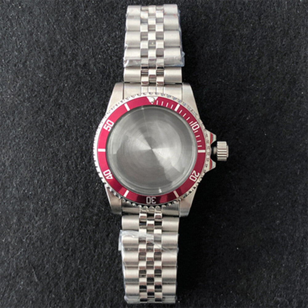 Stainless steel 39.5mm watch case with strap band for NH35/NH36 movement, durable and stylish.