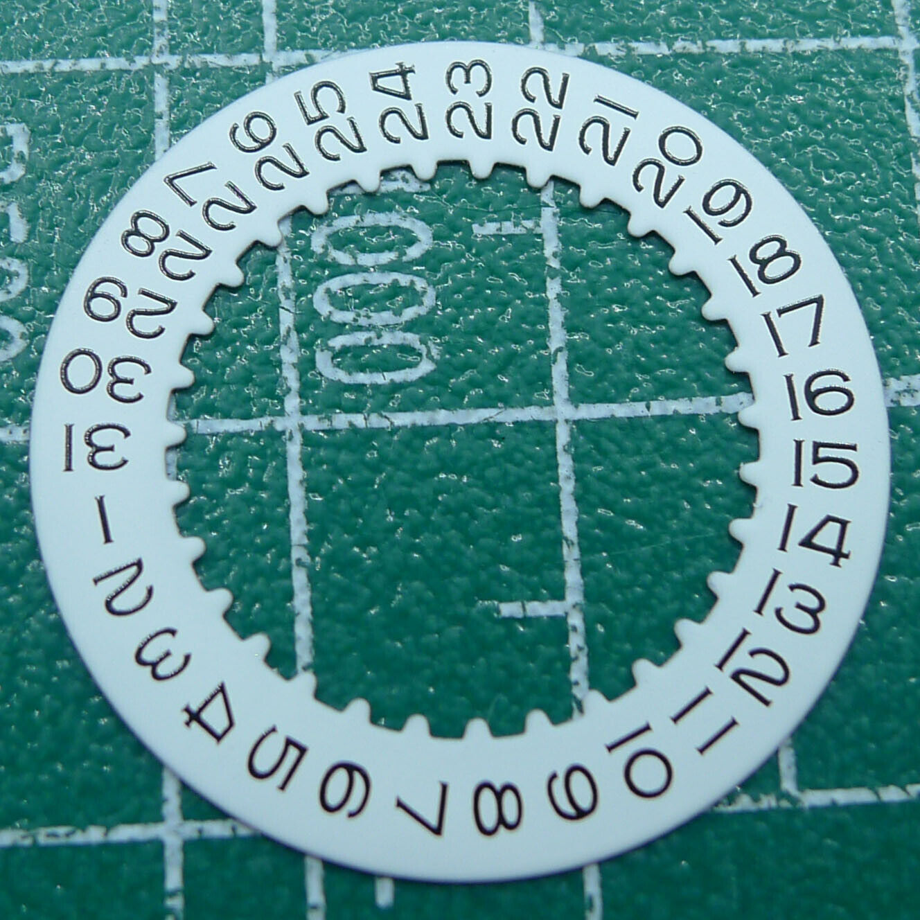 Replacement white date disk wheel for RLX 3235 watch movement, compatible with Rolex models.