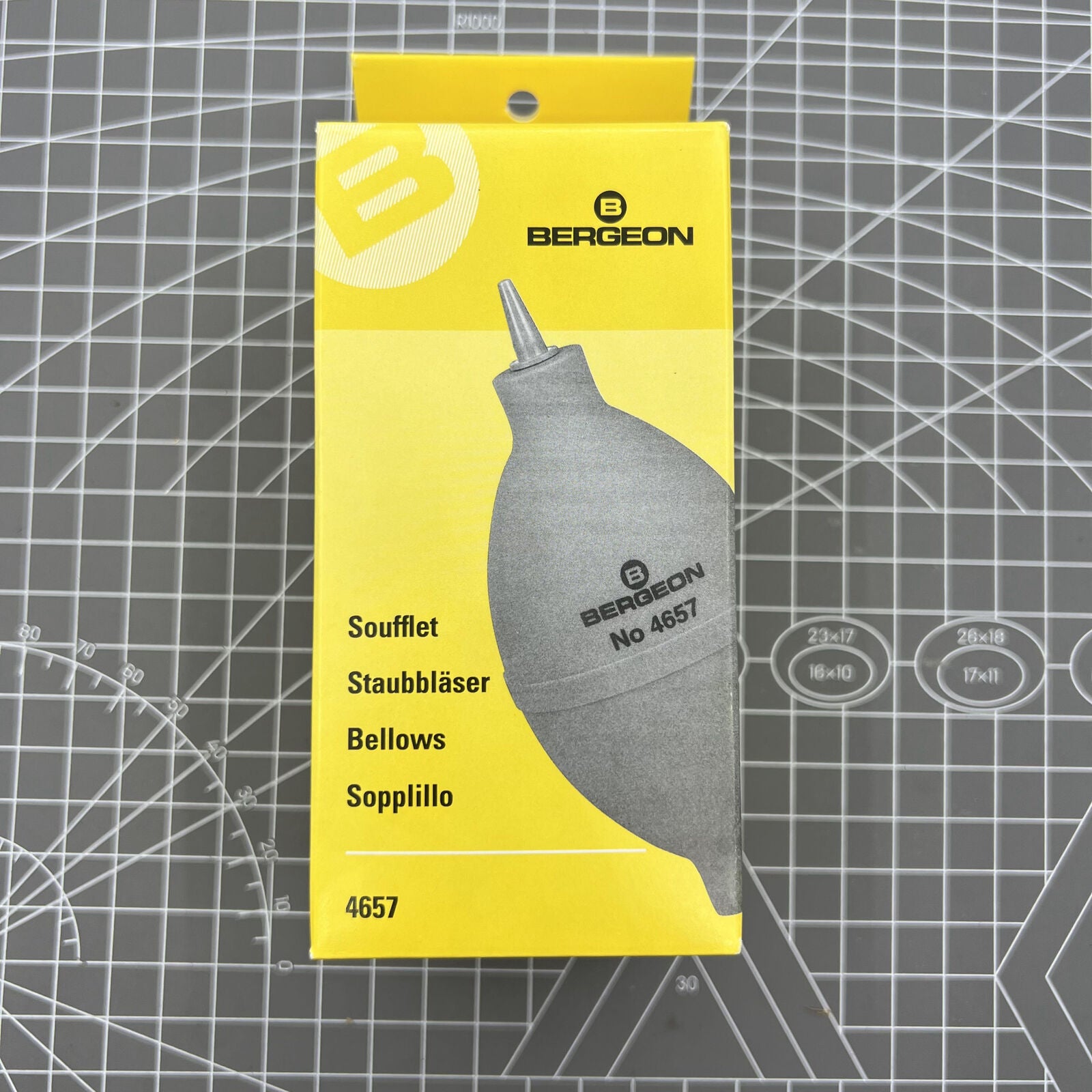 Swiss Bergeon 4657 fine tip rubber watch dust blower for precision cleaning of watch components.