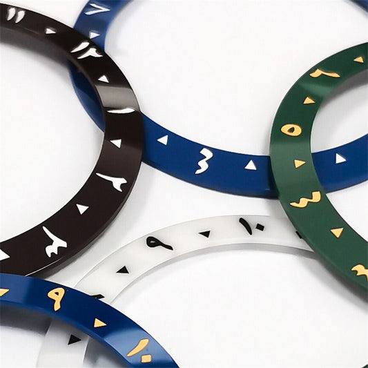 Ceramic 38mm inclined bezel with Arabic numerals 1-12 for 40mm SUB watch case.