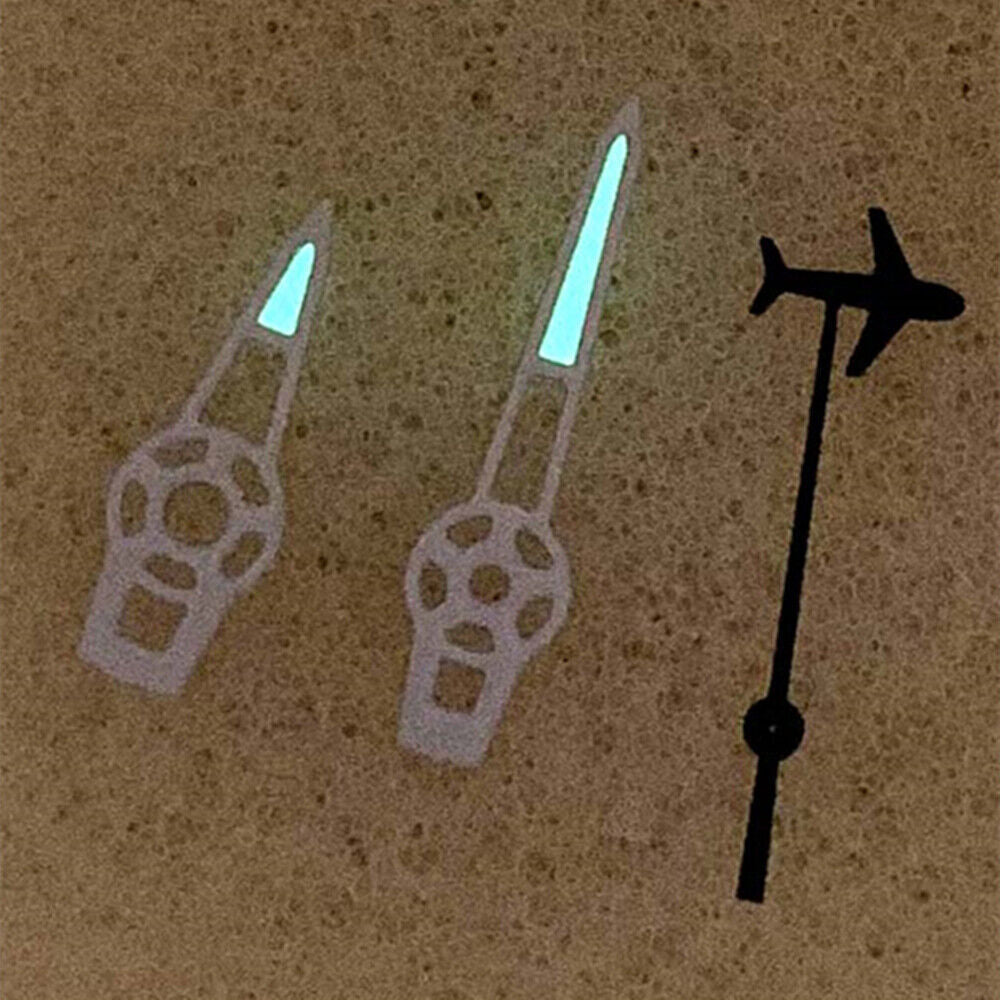 Plane small second green luminous watch hands set, compatible with NH35/NH36/4R/7S movements for precise timekeeping.