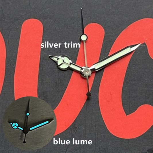 Aiguilles de montre C3 BGW-9 à finition argentée de 12,5 mm avec luminescence bleue pour SKX/SBBN NH35A/NH36