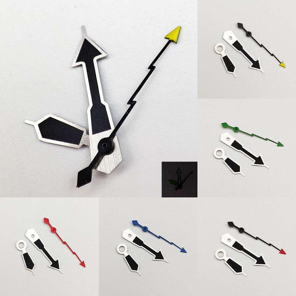 Silver trim black watch hands for NH35A/NH36A/4R36 movement, precise fit for watch repair and customization