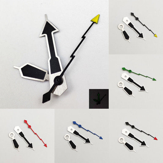 Silver trim black watch hands for NH35A/NH36A/4R36 movement, precise fit for watch repair and customization