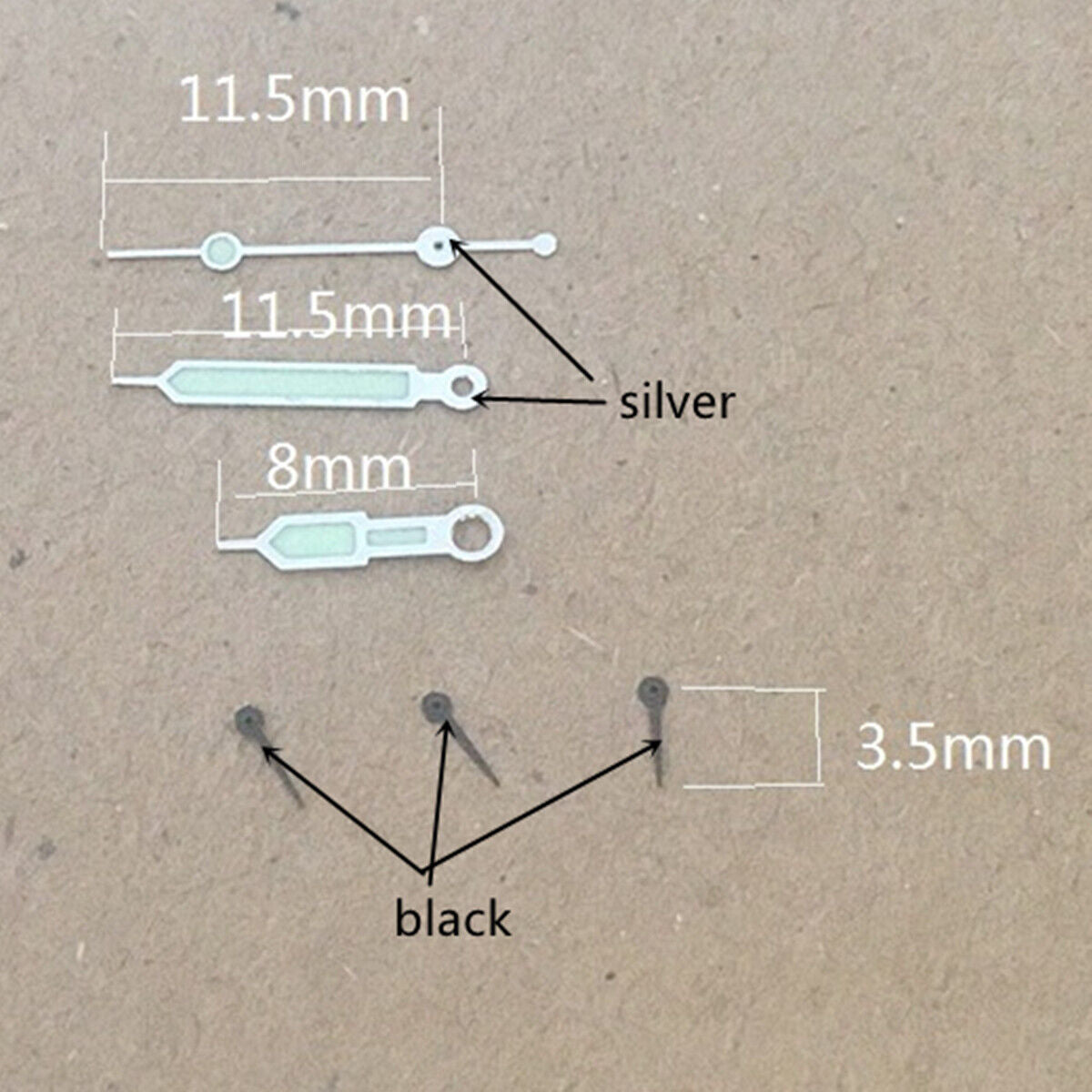 Black small second hand with silver trim for Miyota OS10 OS20 OS60 OS80 watch movements.