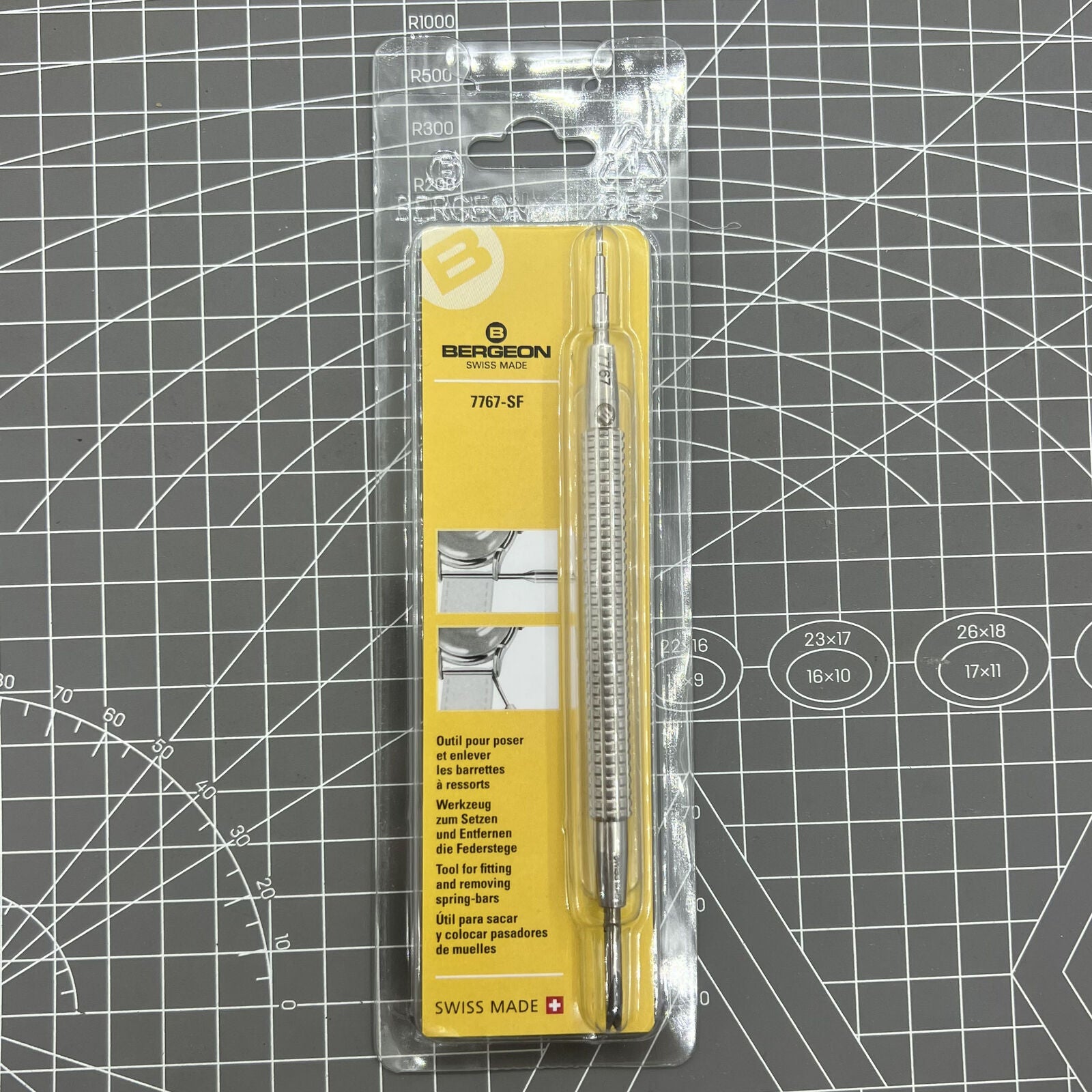 Bergeon 7767-SF spring bar remover tool for precise watch bracelet adjustments, Swiss made quality.