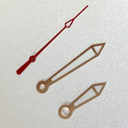 Green luminous watch hands set by B11 for NH35A/NH36A/4R36 movements, sizes 8/12.5/12.5mm, ideal for watch repair.