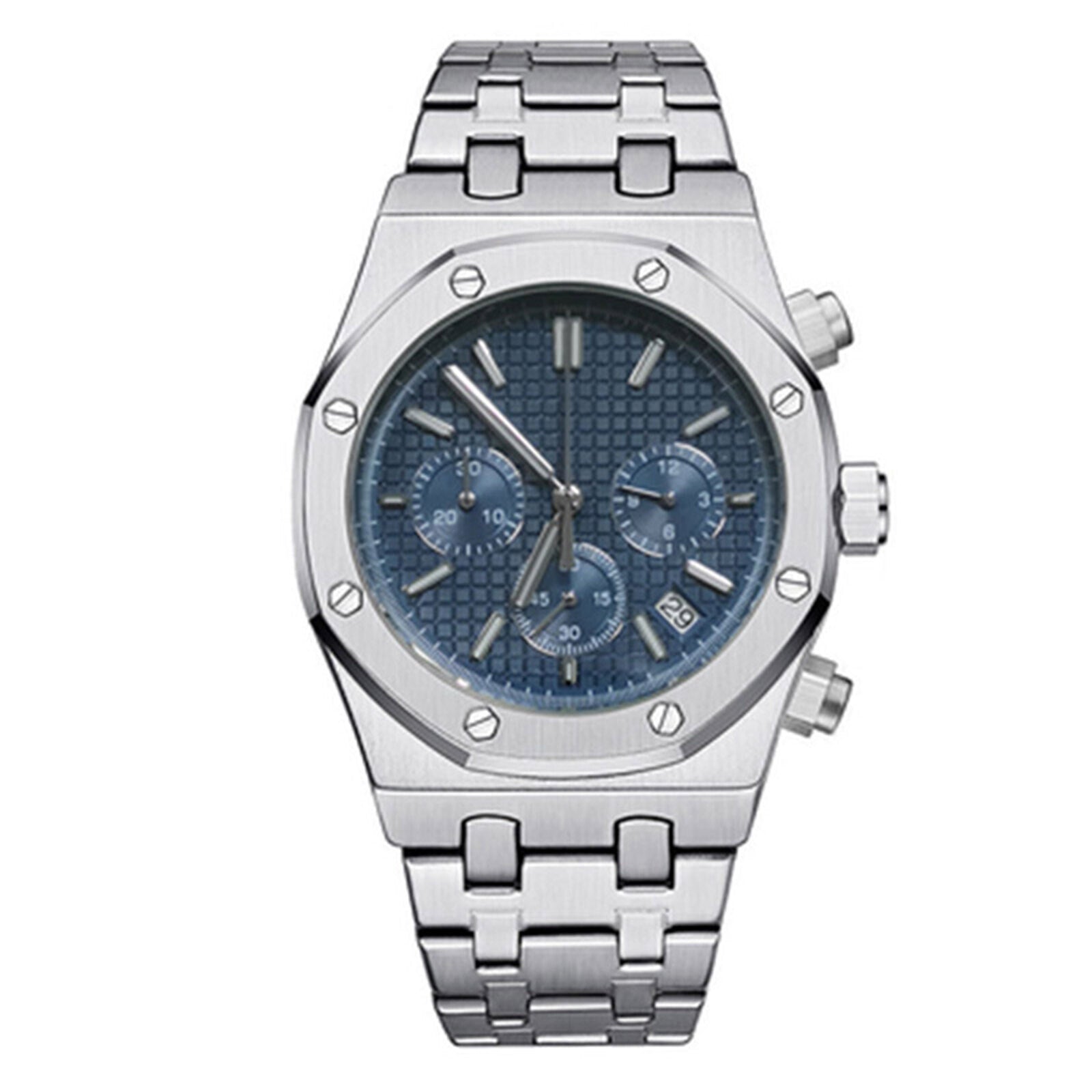 41MM stainless steel watch case and strap with VK63 movement and scratch-resistant sapphire glass.