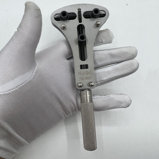 Steel Jaxa wrench for opening up to 57mm watch back cases, ideal for watch repair and maintenance.